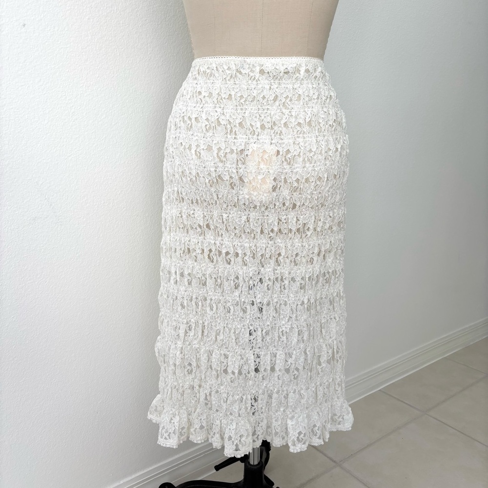 DÔEN Rachelle Salt Lace Midi Skirt NWT Cream Luxury Elastic Waist Collectible L - Picture 6 of 9